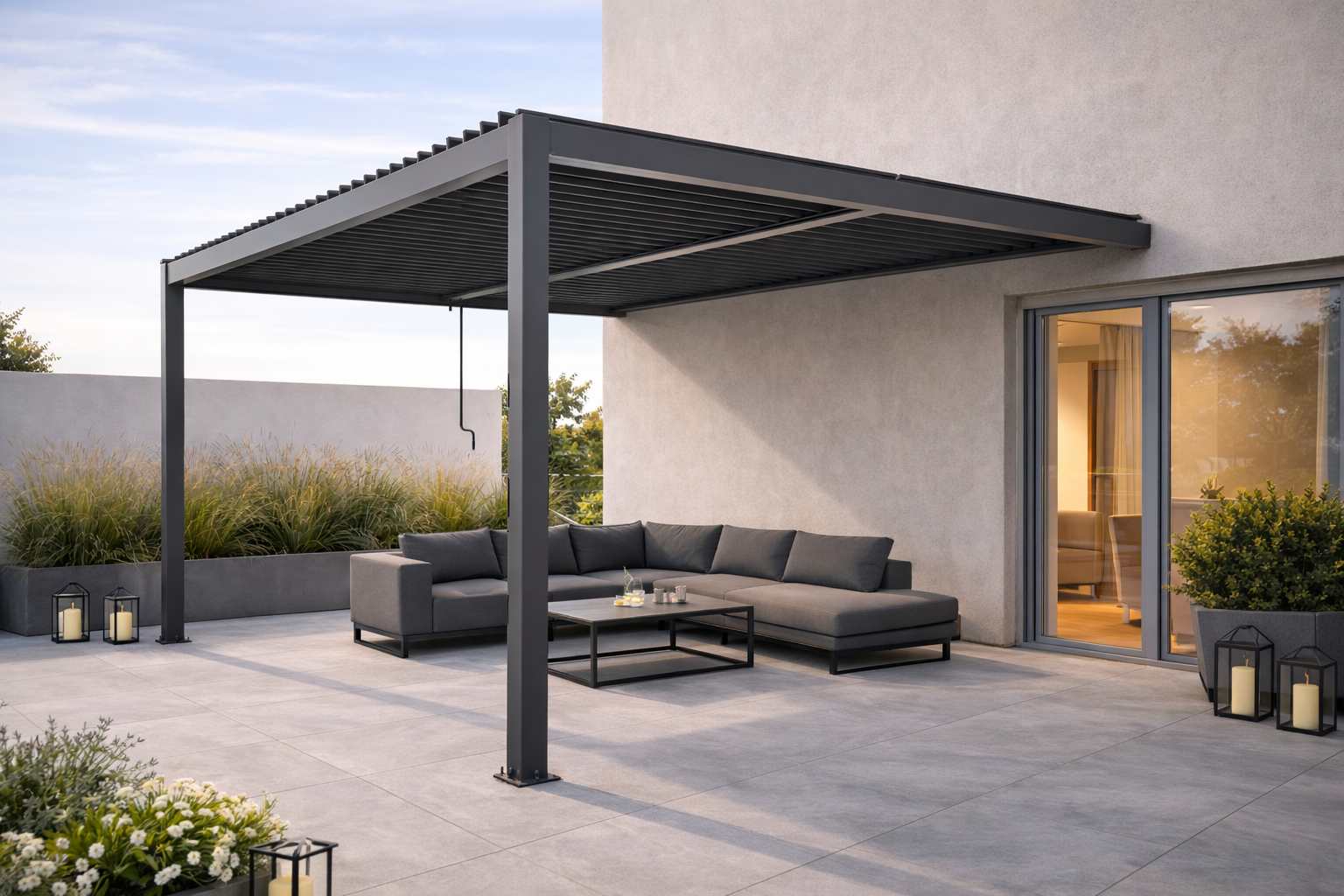 Pergola grey Wandmontage